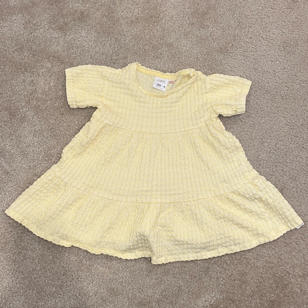 Zara Baby Girl Textured Tiered Yellow Dress 18-24mo